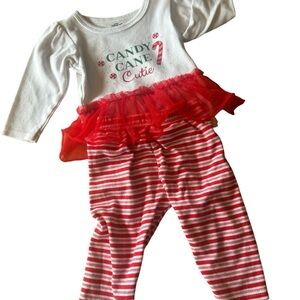 Christmas outfit girls 6-9 months (two onesies and one pair of pants).